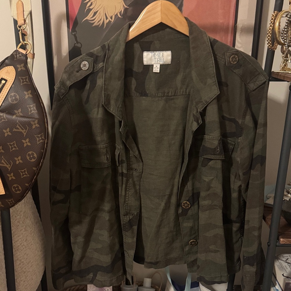 Time and Tru Women's Green Camouflage Utility Jacket